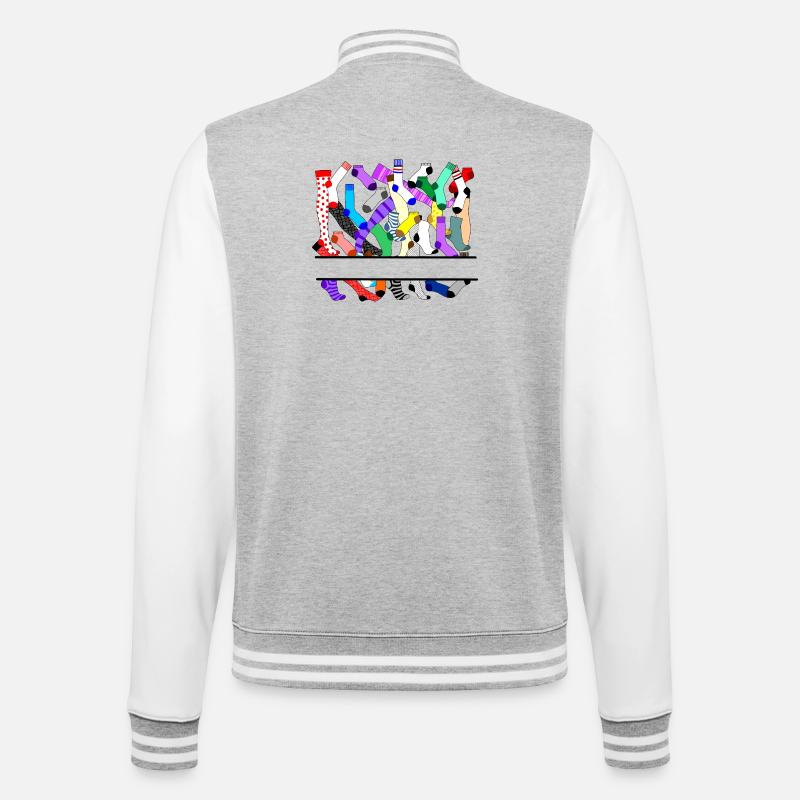 Logo des bas, collants et chaussettes - Veste Teddy - gris chiné / blanc