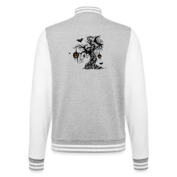 Arbre d’Halloween avec citrouille lanternes chauve-souris - Veste Teddy - gris chiné / blanc - Dos - Marisol (170cm)