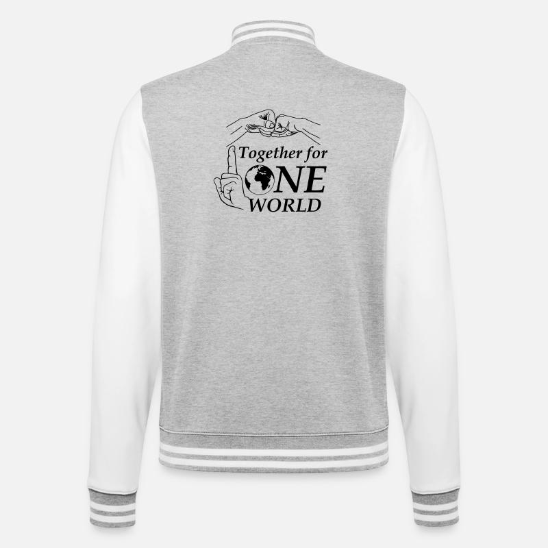 Ensemble pour un seul monde - Veste Teddy - gris chiné / blanc