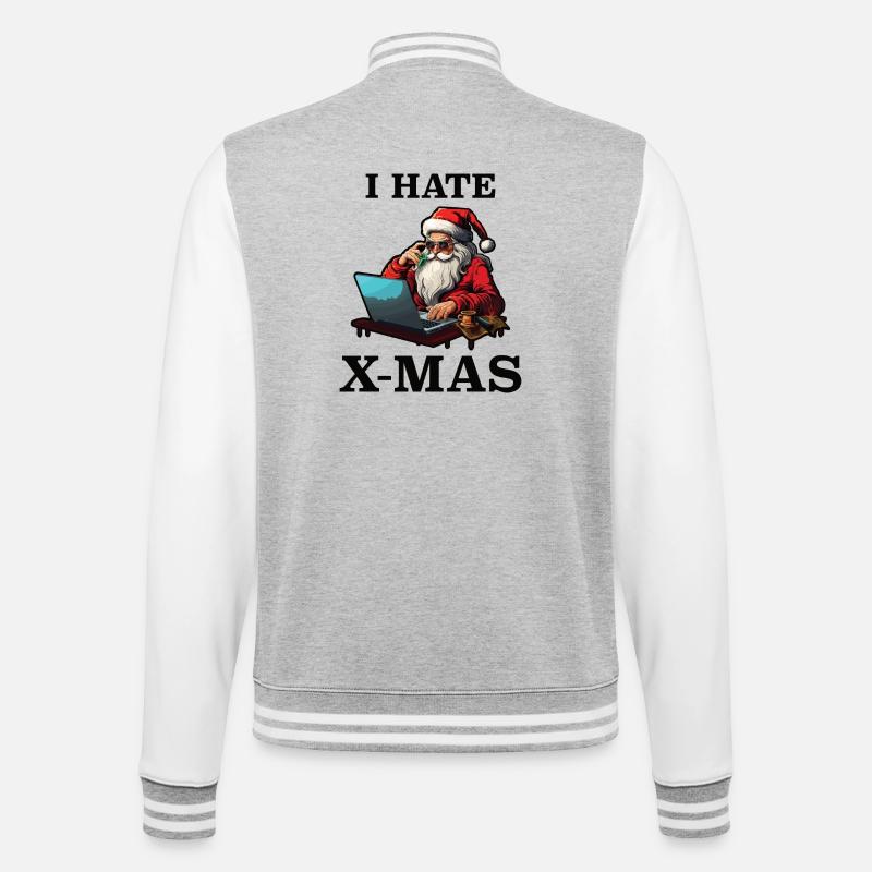 Tech-Weihnachtsmann hasst Weihnachten - College-Sweatjacke - Grau meliert/Weiß