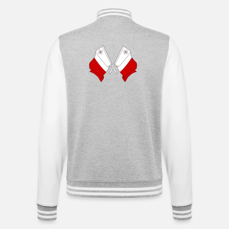 Deux drapeaux Malte - Veste Teddy - gris chiné / blanc