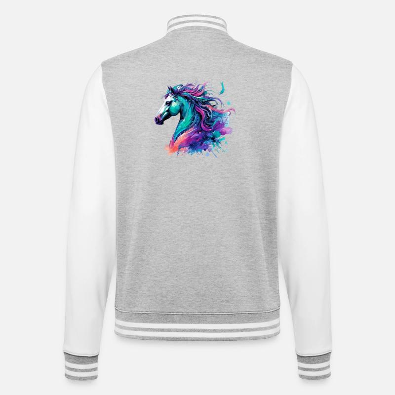 Cheval - Veste Teddy - gris chiné / blanc