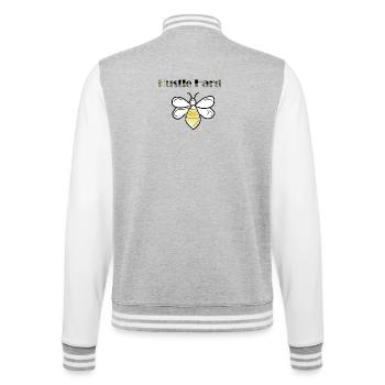 hustle hard bees - College Sweat Jacket - heather grey/white - Back - Marisol (170cm)
