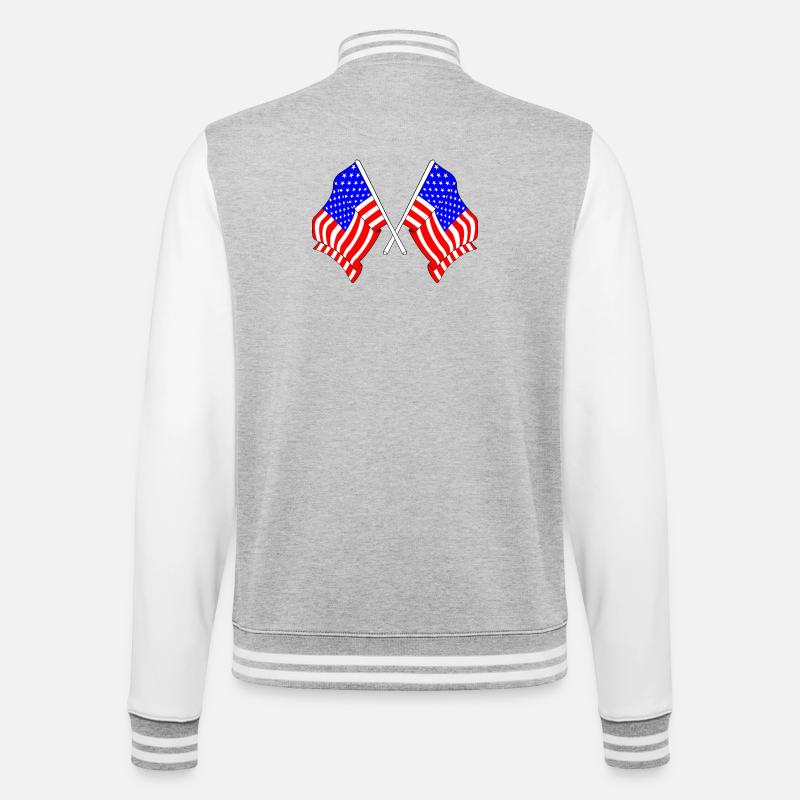 Two flags USA - College Sweat Jacket - heather grey/white