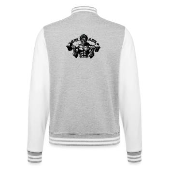 Muscular Zombie - "No Pain, No Brain - College Sweat Jacket - heather grey/white - Back - Marisol (170cm)