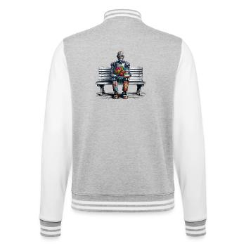 Robot banc fleurs Robot amour Art rouillé - Veste Teddy - gris chiné / blanc - Dos - Marisol (170cm)