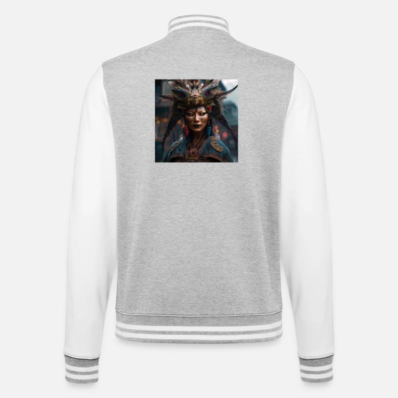 Heiterer Geist - College-Sweatjacke - Grau meliert/Weiß