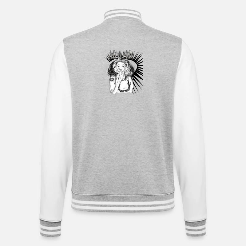 Afro-Chic-Vecter-Kunst - College-Sweatjacke - Grau meliert/Weiß