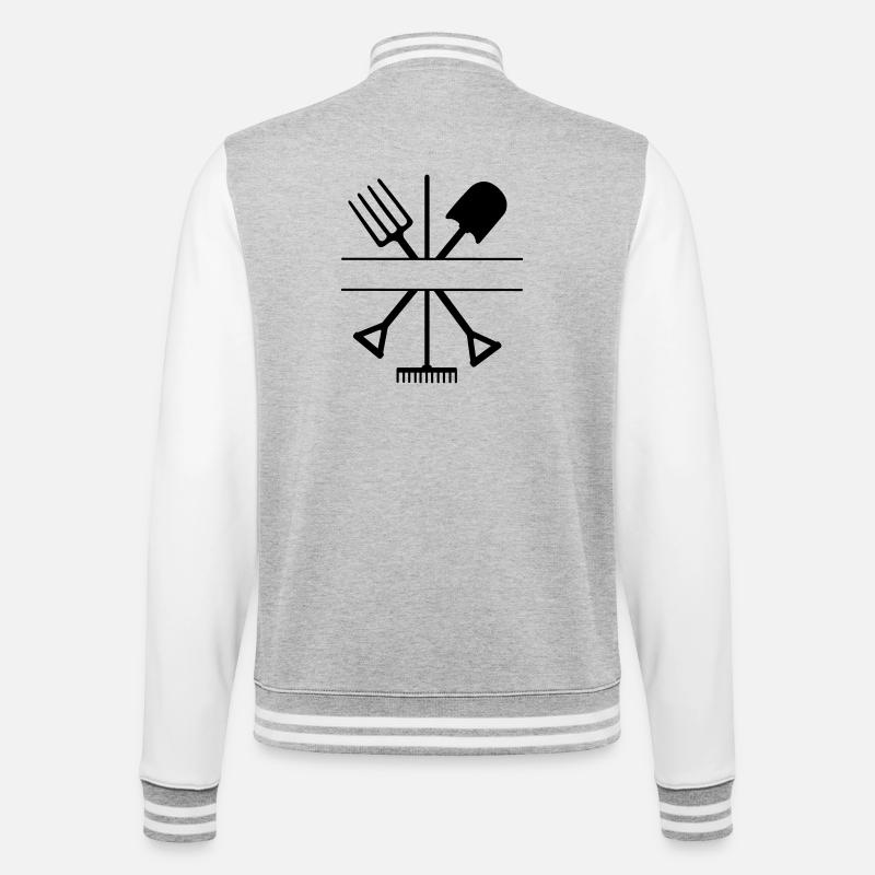 Garden tool crossed with text space - College Sweat Jacket - heather grey/white