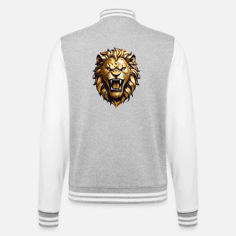 King Löwe - College-Sweatjacke - Grau meliert/Weiß
