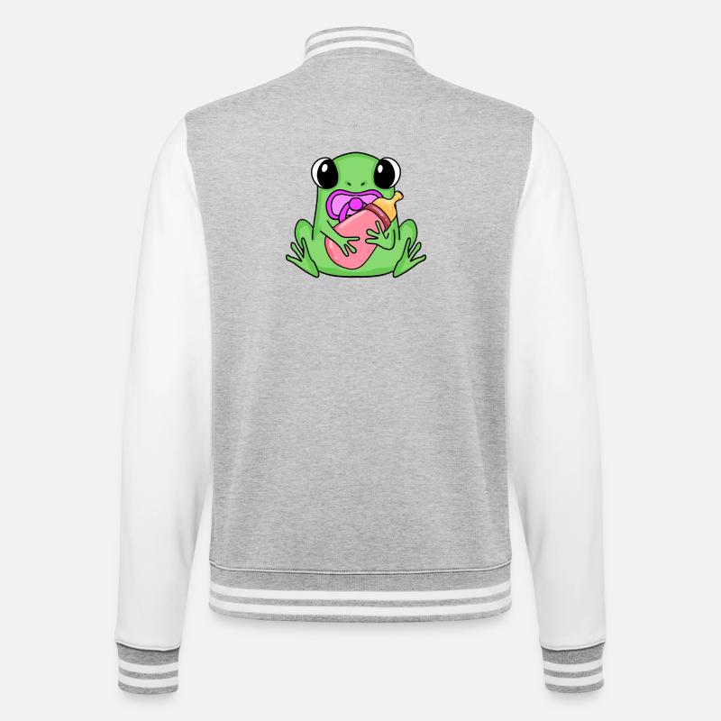 Bébé grenouille - Veste Teddy - gris chiné / blanc