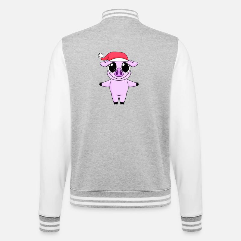 Pig Christmas - College Sweat Jacket - heather grey/white