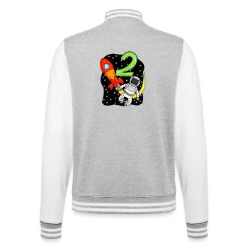 2 Anniversaire Garçon Astronaute - Veste Teddy - gris chiné / blanc - Dos - Marisol (170cm)