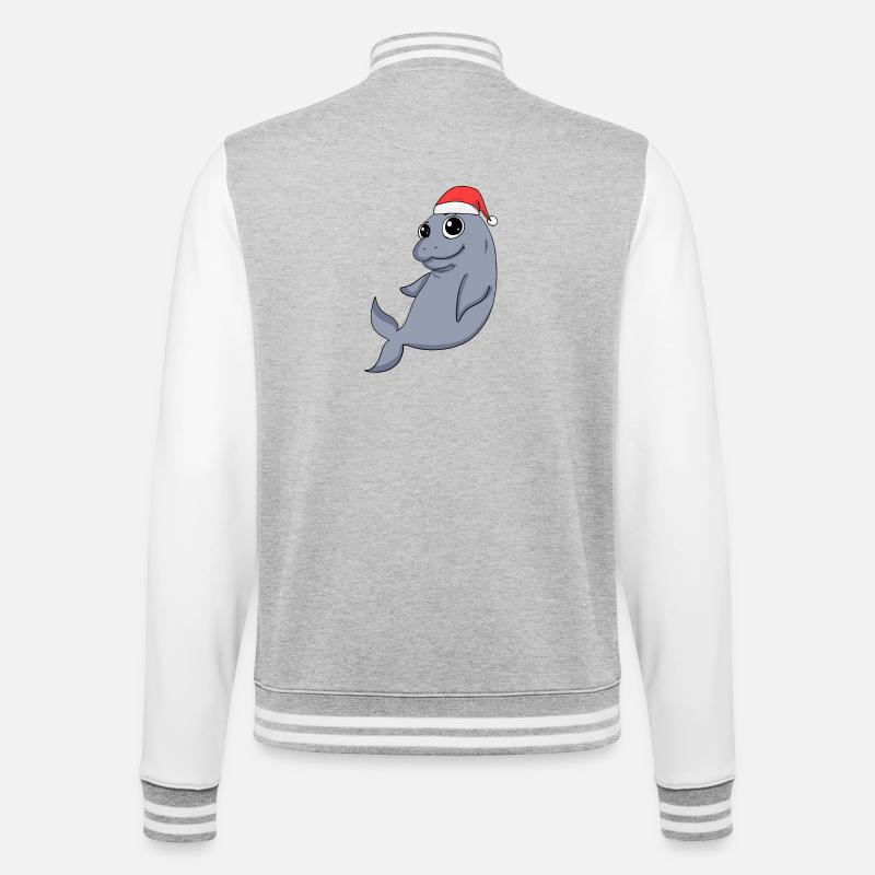 Dugong Christmas - College Sweat Jacket - heather grey/white
