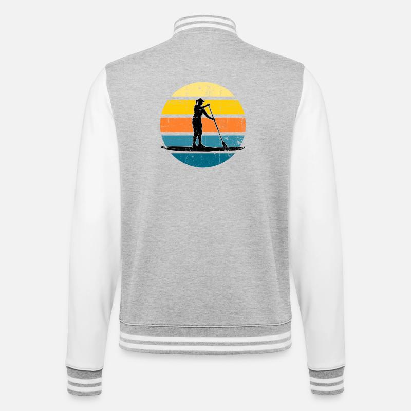 Sunset Paddleboard Silhouette - College Sweat Jacket - heather grey/white