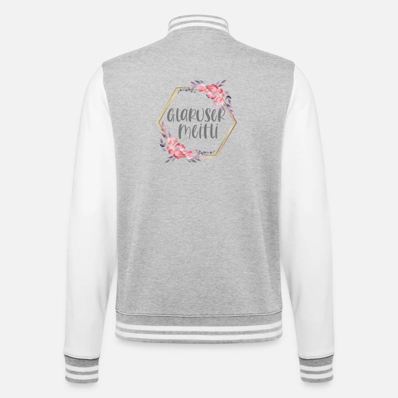 Schweiz Glarus Mädchen Heimat Geschenk - College-Sweatjacke - Grau meliert/Weiß