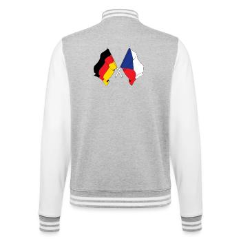 Flagge Deutschlands und Flagge der Tschechischen Republik - College-Sweatjacke - Grau meliert/Weiß - Hinten - Marisol (170cm)