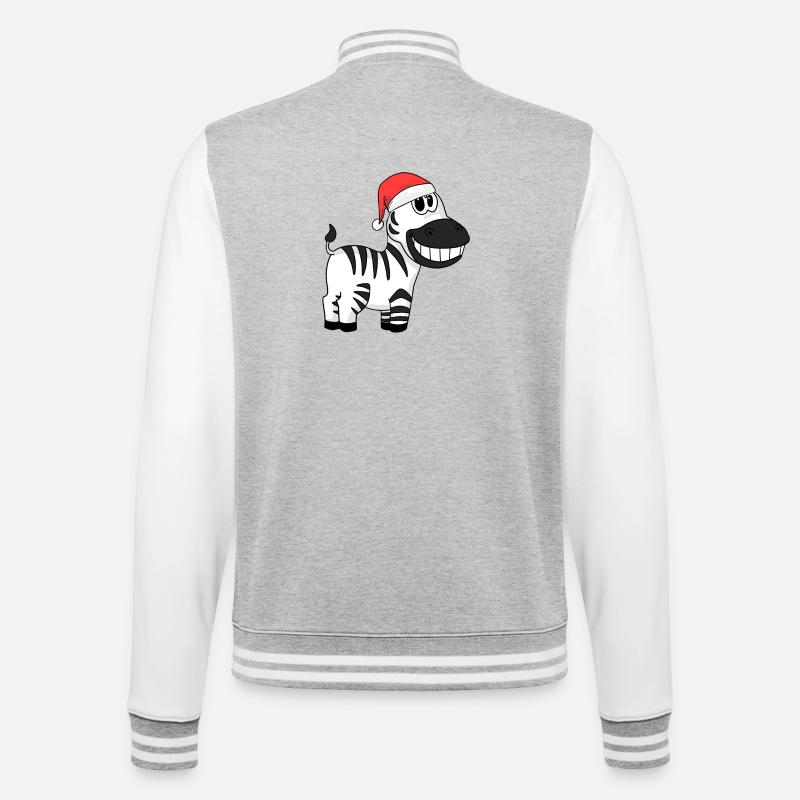 Zebra Weihnachten - College-Sweatjacke - Grau meliert/Weiß