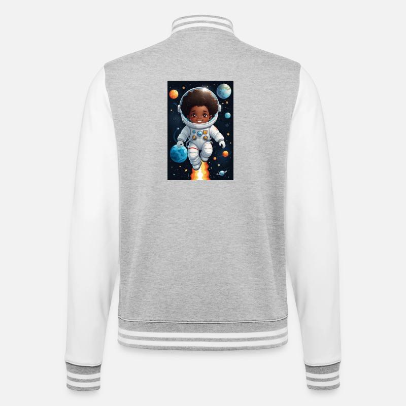 Visage d’enfant aventurier de l’espace - Veste Teddy - gris chiné / blanc