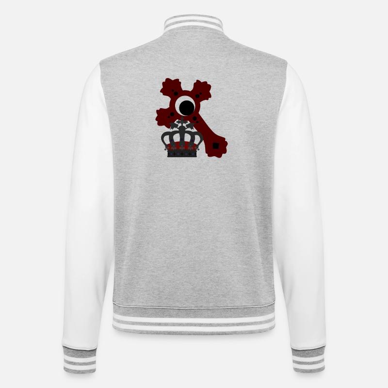 Königs-krone, kreuze, goth, verschenken - College-Sweatjacke - Grau meliert/Weiß
