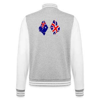 Drapeau de l’Australie et drapeau de l’Angleterre - Veste Teddy - gris chiné / blanc - Dos - Marisol (170cm)