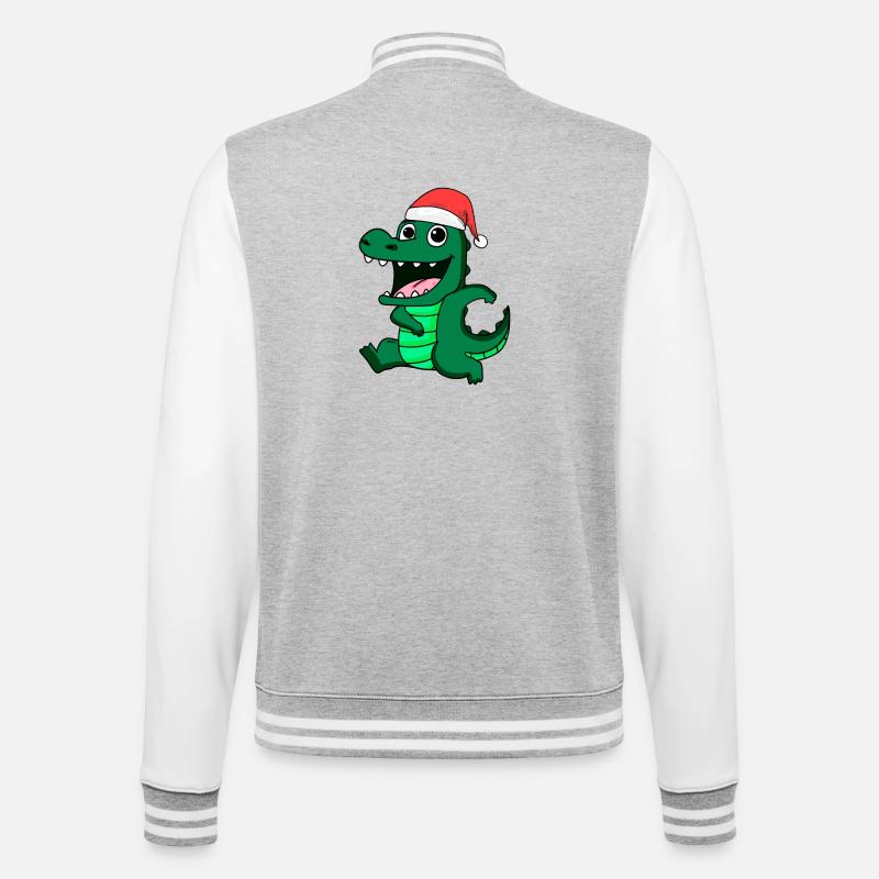Crocodile Noël - Veste Teddy - gris chiné / blanc