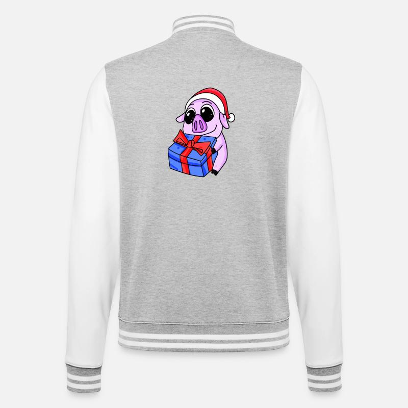 Cochon Noël - Veste Teddy - gris chiné / blanc