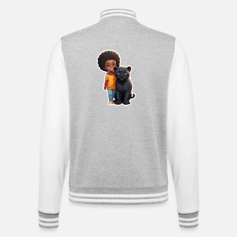 Kinderfreundliche Tierfreundschaft Illustration - College-Sweatjacke - Grau meliert/Weiß