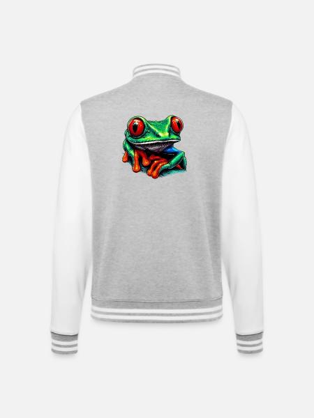 Red-eyed tree frog - College Sweat Jacket - heather grey/white