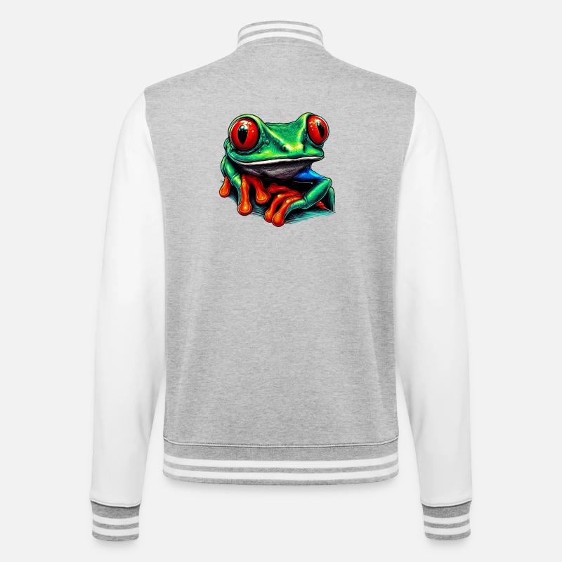 Rotäugiger Laubfrosch - College-Sweatjacke - Grau meliert/Weiß