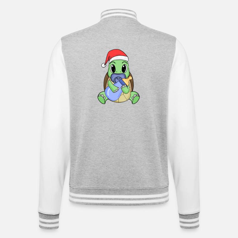 Tortue bébé Noël - Veste Teddy - gris chiné / blanc