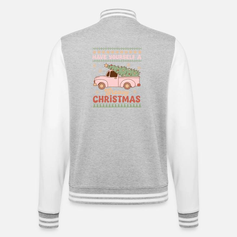 Hässlicher Weihnachtspullover - College-Sweatjacke - Grau meliert/Weiß