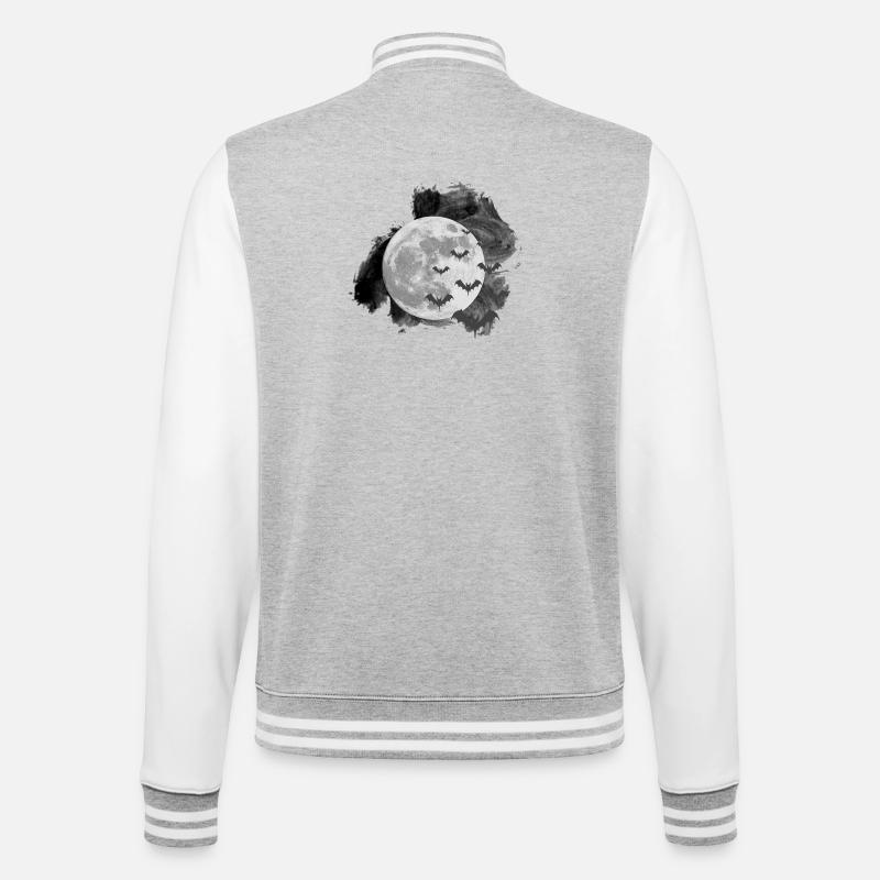 Fledermäuse, monde, Halloween Outfit - College-Sweatjacke - Grau meliert/Weiß