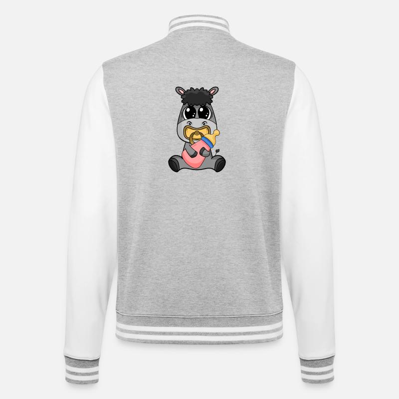 Motif de bébé âne - Veste Teddy - gris chiné / blanc