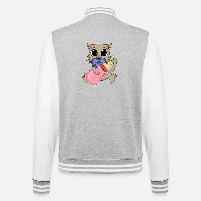 Motif de bébé chat - Veste Teddy - gris chiné / blanc