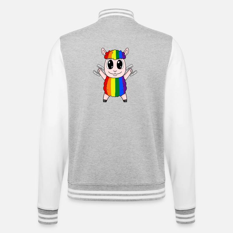 Mouton arc-en-ciel avec haltères - Veste Teddy - gris chiné / blanc