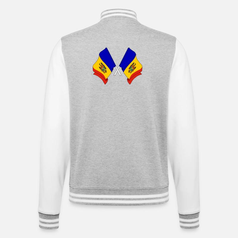 Two flags Moldova - College Sweat Jacket - heather grey/white