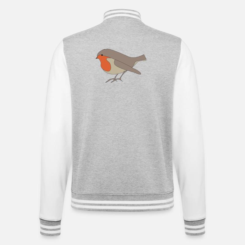 Rotkehlchen - College-Sweatjacke - Grau meliert/Weiß