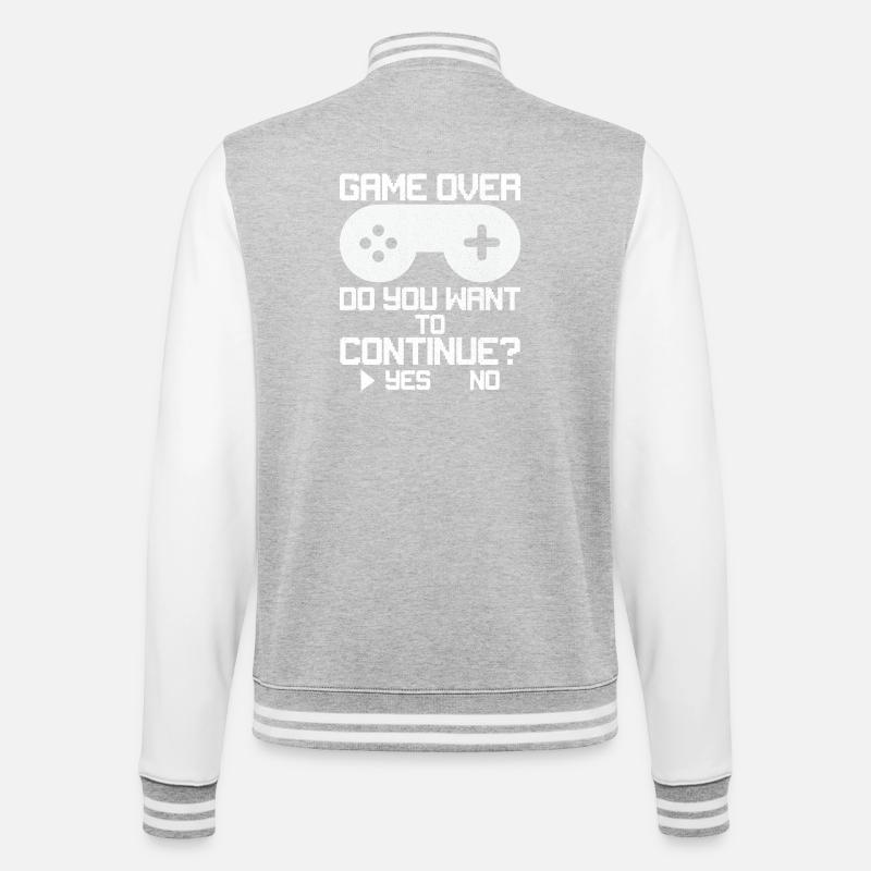 Game Over Willst du weitermachen? - College-Sweatjacke - Grau meliert/Weiß