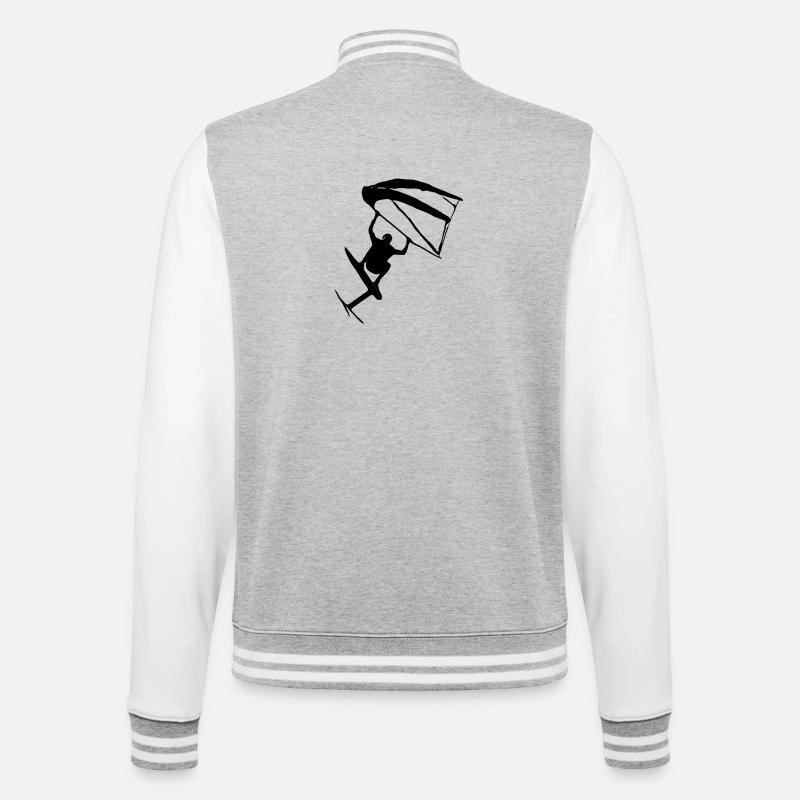Trendy Wingfoil Style - College-Sweatjacke - Grau meliert/Weiß