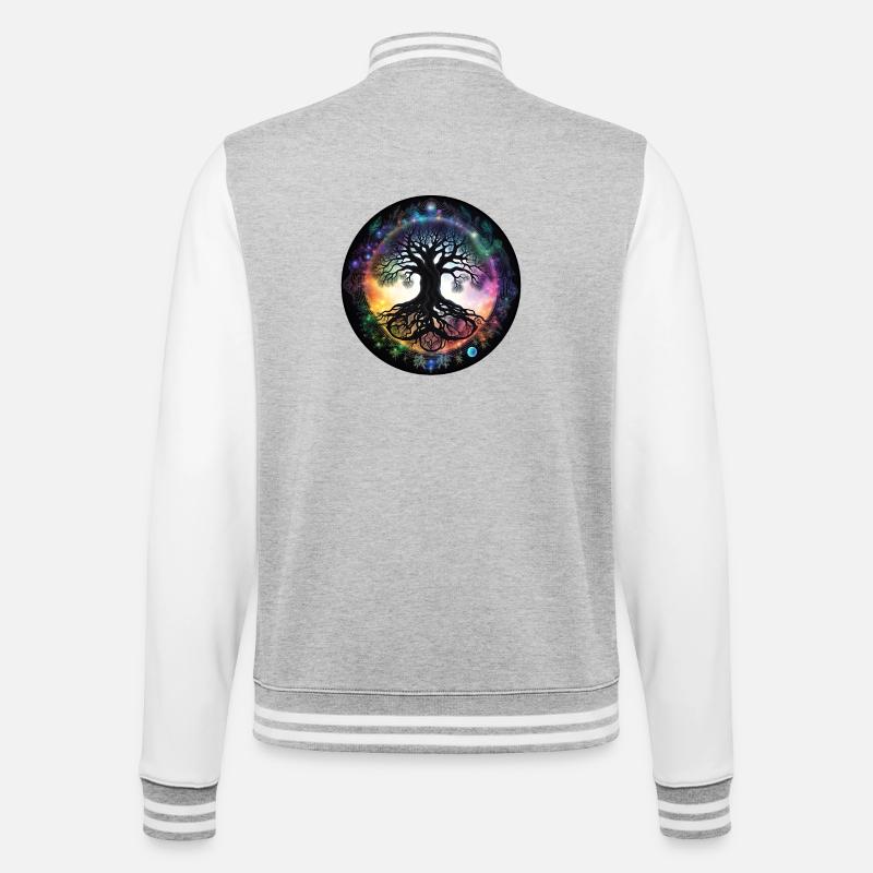 Root tree in rainbow circle - College Sweat Jacket - heather grey/white