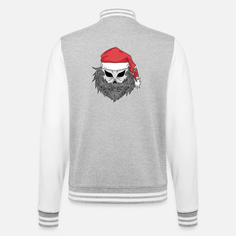 Santa Claus Skull - College Sweat Jacket - heather grey/white