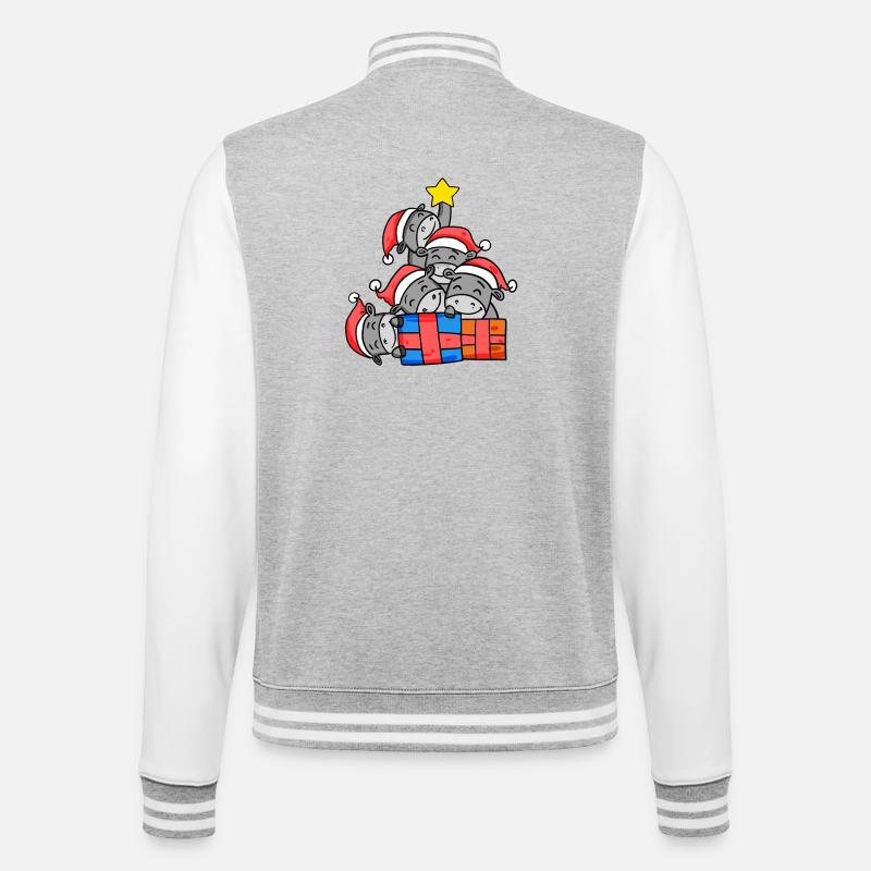 Donkey Christmas Tree Christmas - College Sweat Jacket - heather grey/white