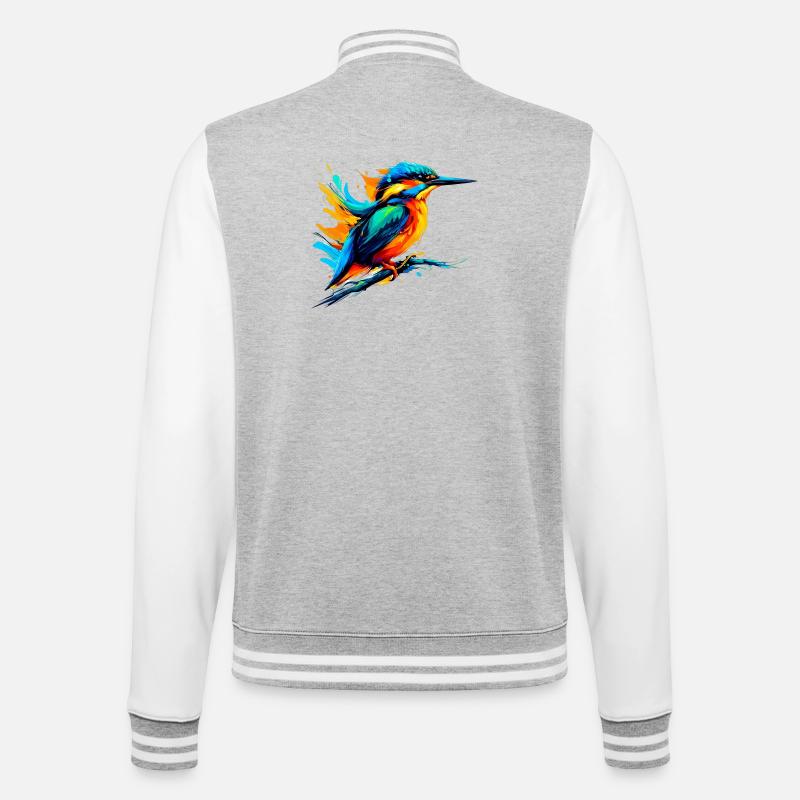 Eisvogel - College-Sweatjacke - Grau meliert/Weiß