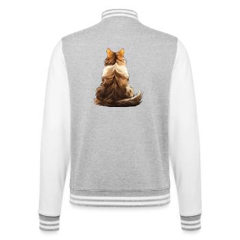 Norwegische Waldkatze - College-Sweatjacke - Grau meliert/Weiß - Hinten - Marisol (170cm)