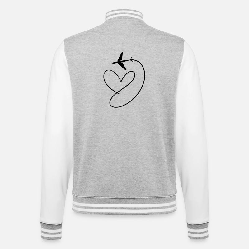 Flugzeug Flieger mit Herz - College-Sweatjacke - Grau meliert/Weiß
