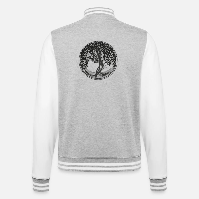 Dark Tree Circle Silhouette - College Sweat Jacket - heather grey/white