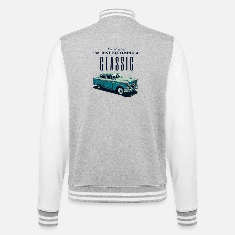 Oldtimer Zeitalter Nostalgie Design - College-Sweatjacke - Grau meliert/Weiß