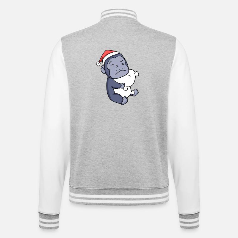 Singe Mignon Fatigué Noël - Veste Teddy - gris chiné / blanc
