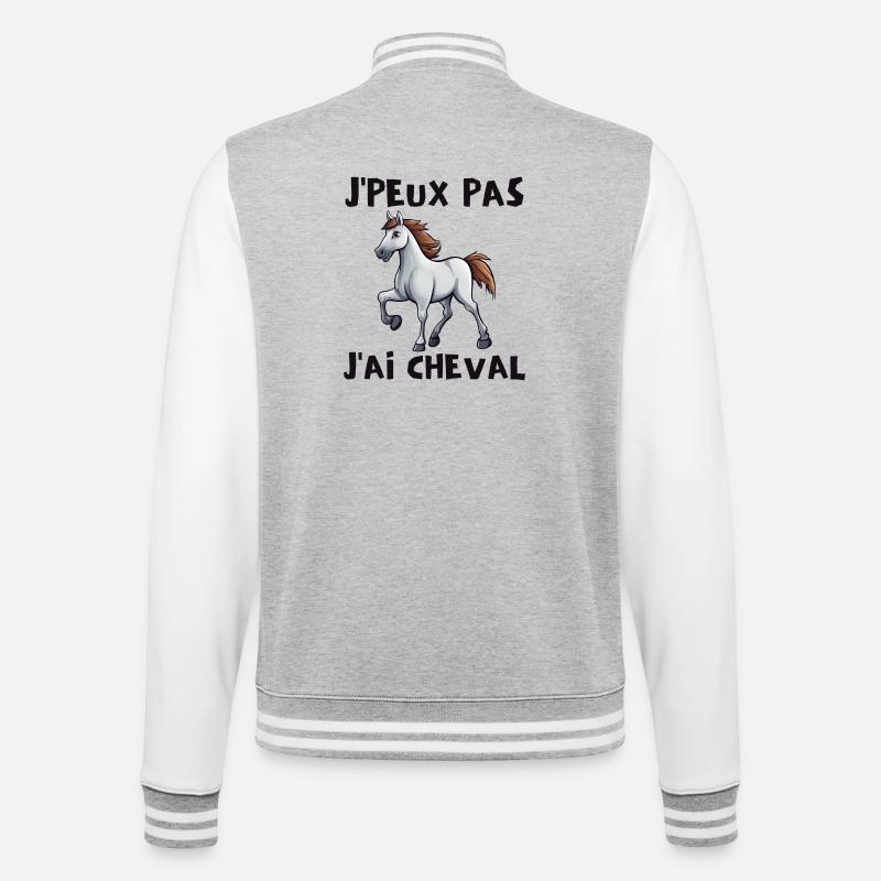 cheval, cavalier, passionné de chevaux - Veste Teddy - gris chiné / blanc